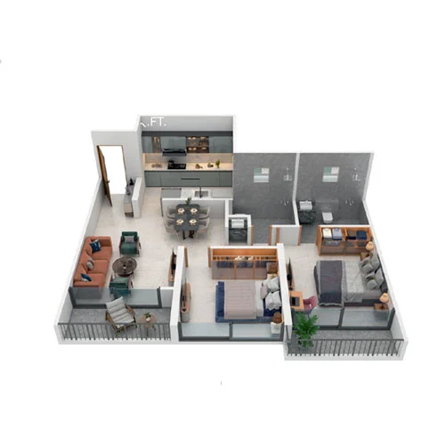 Jhamtani Ace Ayodhya Wakad 2 BHK Floor Plan Image
